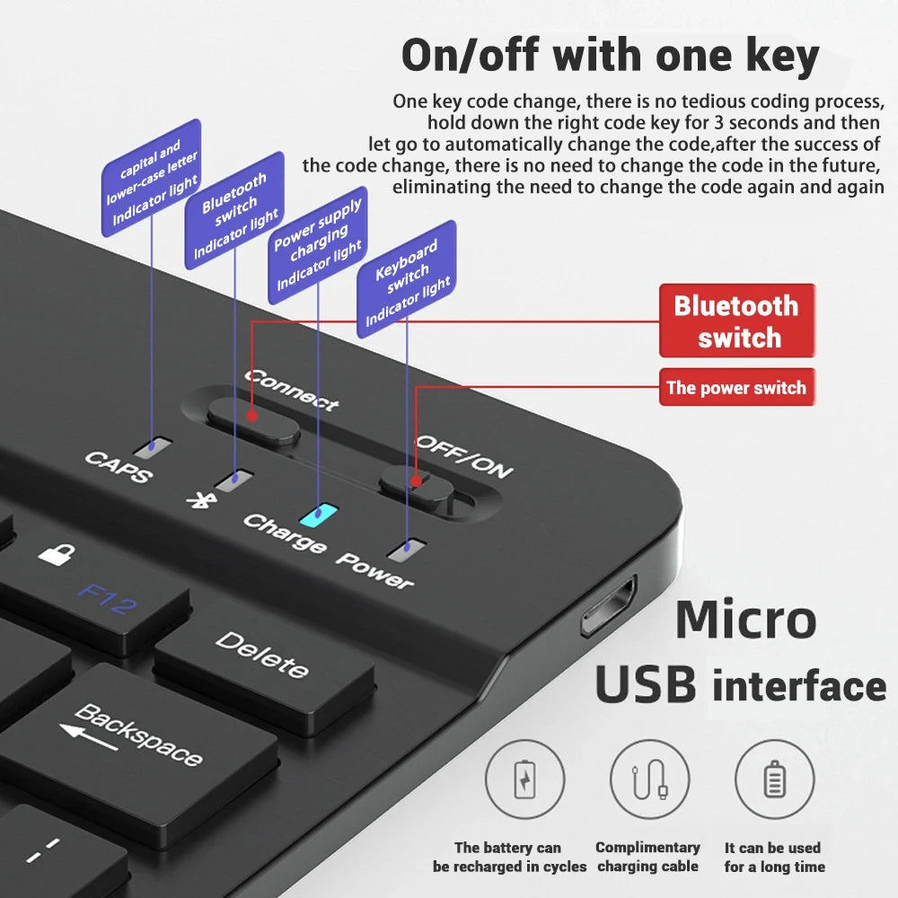 Compact RGB Bluetooth Mini Keyboard